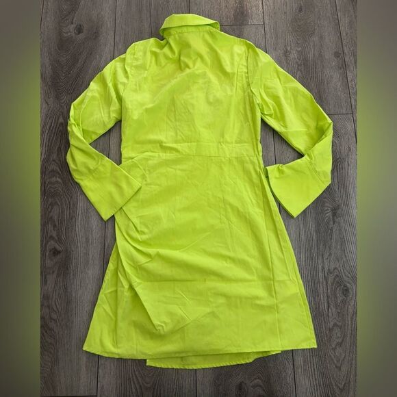 BCBG New York Women's Long Sleeve Surplice Neck Faux Wrap Mini Shirt Dress - Picture 6 of 8